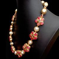 Tolle Achat Gold Perlen Kette Halskette Collier Agate Rouge