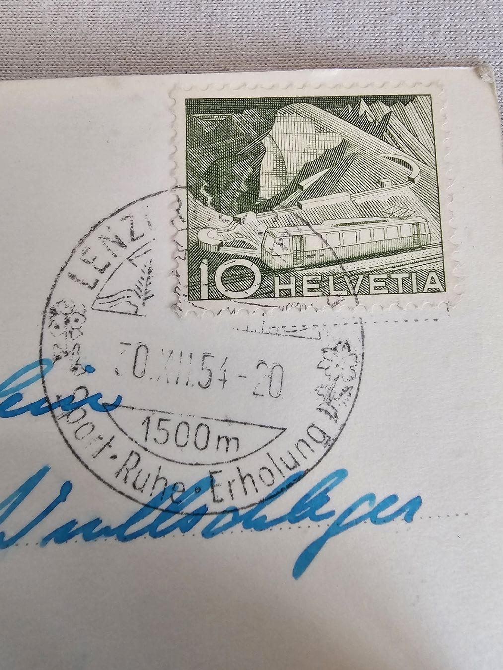 Ansichtskarten: Ansichtskarte Lenzheide mit Stätzerhorn gestempelt 1954 – Gebraucht aus Bütschwil von Taranabo 2
