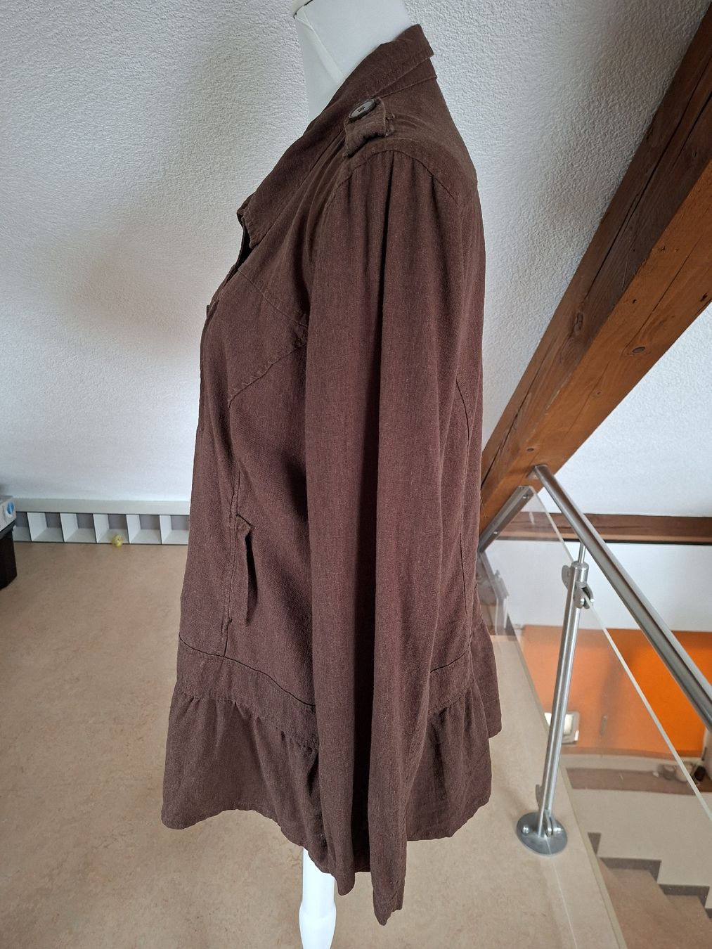 Camicette: Chicorée Leinen Bluse, Gr. XL, braun, vintage – Usato da Klingnau venduto da vollmond36 1