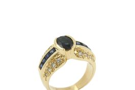 Vintage Saphir Brillant Ring in 18K Gelbgold *S3875