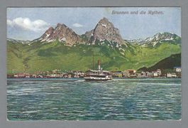 BRUNNEN, SCHIFF, AK SIGN. R. CARL, *