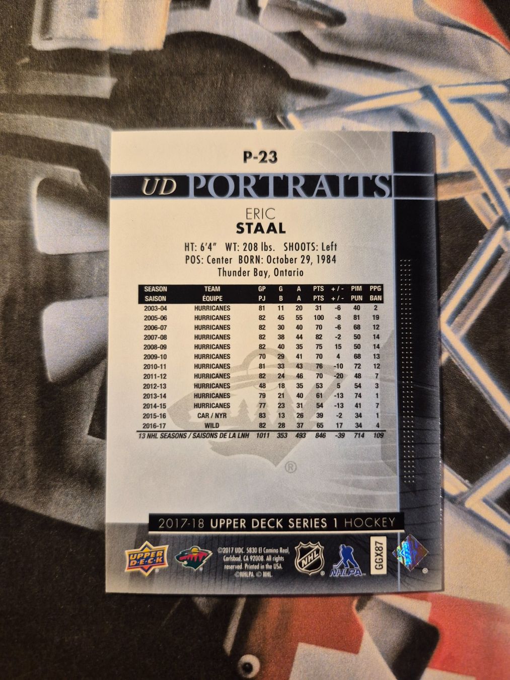 NHL Carte collezionabili: NHL Eric Staal Minnesota Wild – Usato da Treiten venduto da Sauber73 1