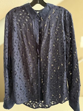 EQUIPMENT Damen Spitzenbluse, Gr. L, Dunkelblau, neuwertig!