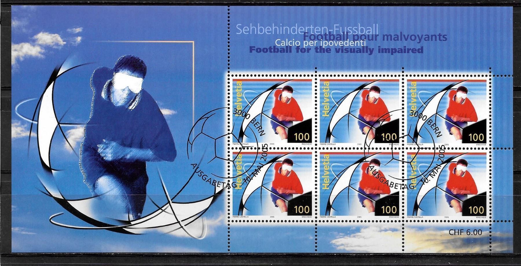 Alle Briefmarken: Kleinbogen 1166 Sehbehindertenfussball ET Bern 10.5.2005 – Neu (gemäss Beschreibung) aus Olten von clotaldi
