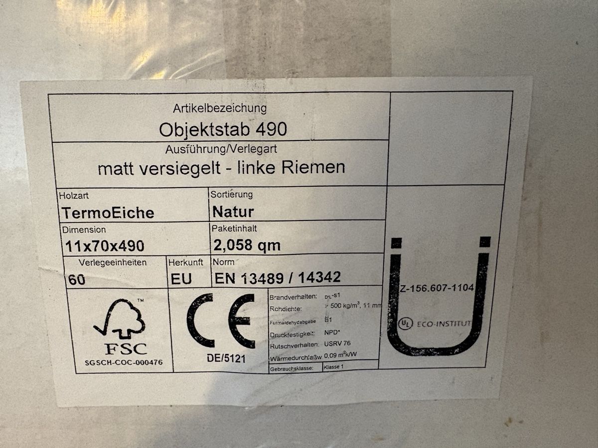 Articoli in legno: 22m2 Thermo Eichen Parkett Boden – Nuovo e nell'imballaggio originale da liestal venduto da Nshana 4