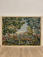 Vintage Wandbild Gobelin Landschaft mit Vögeln und Schloss