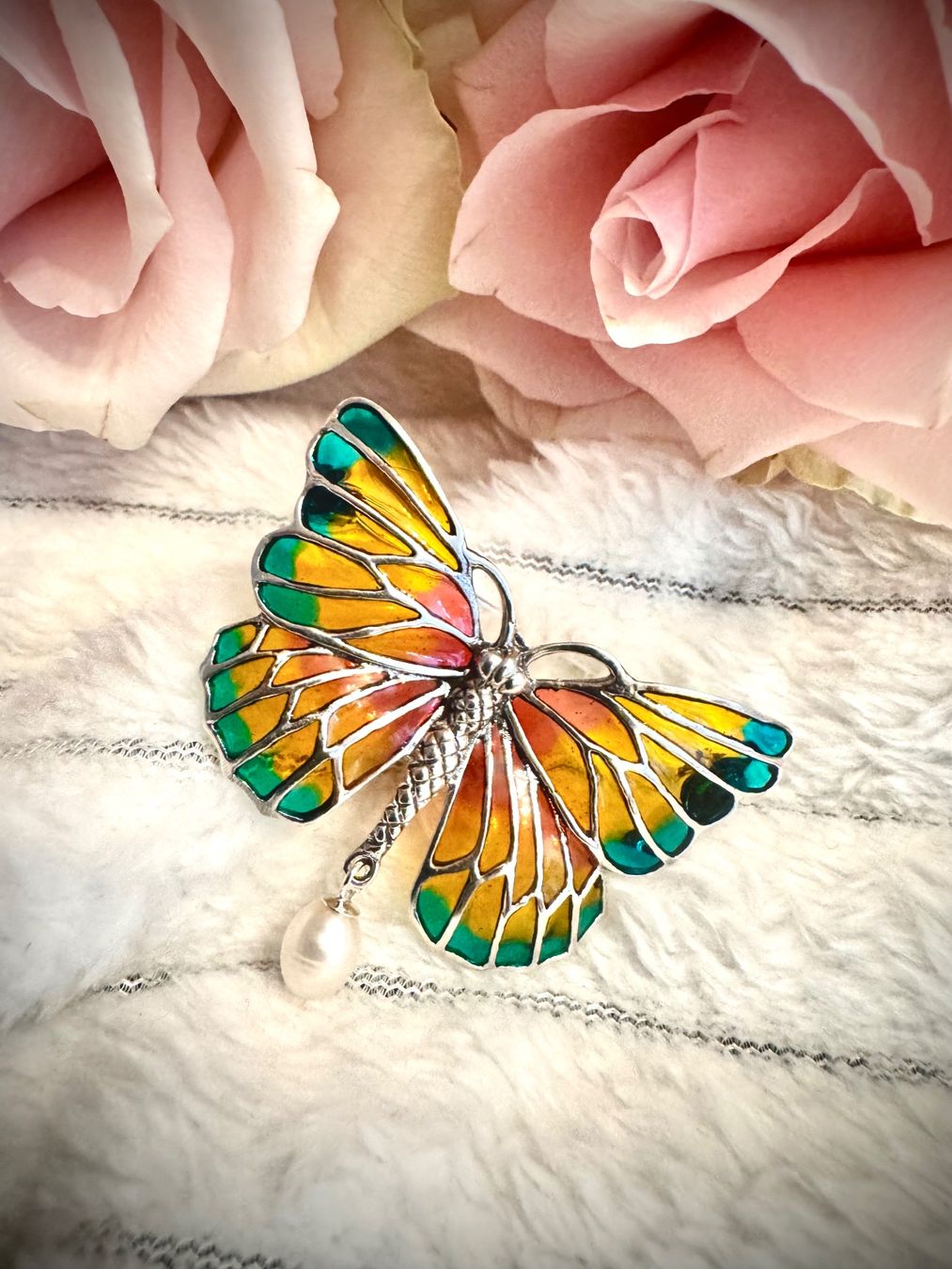 Spille & Fermagli: Brosche Schmetterling 925 Sterling Silver mit Perle – Nuovo (secondo la descrizione) da Zürich venduto da LIBELLA13 1