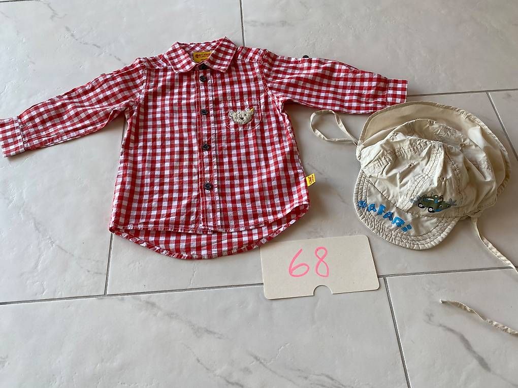 Steiff Camicie, Top & T-shirt: Steiff Hemd Grösse 68, und Sonnenhut – Usato da Wagen venduto da 20Ricola18