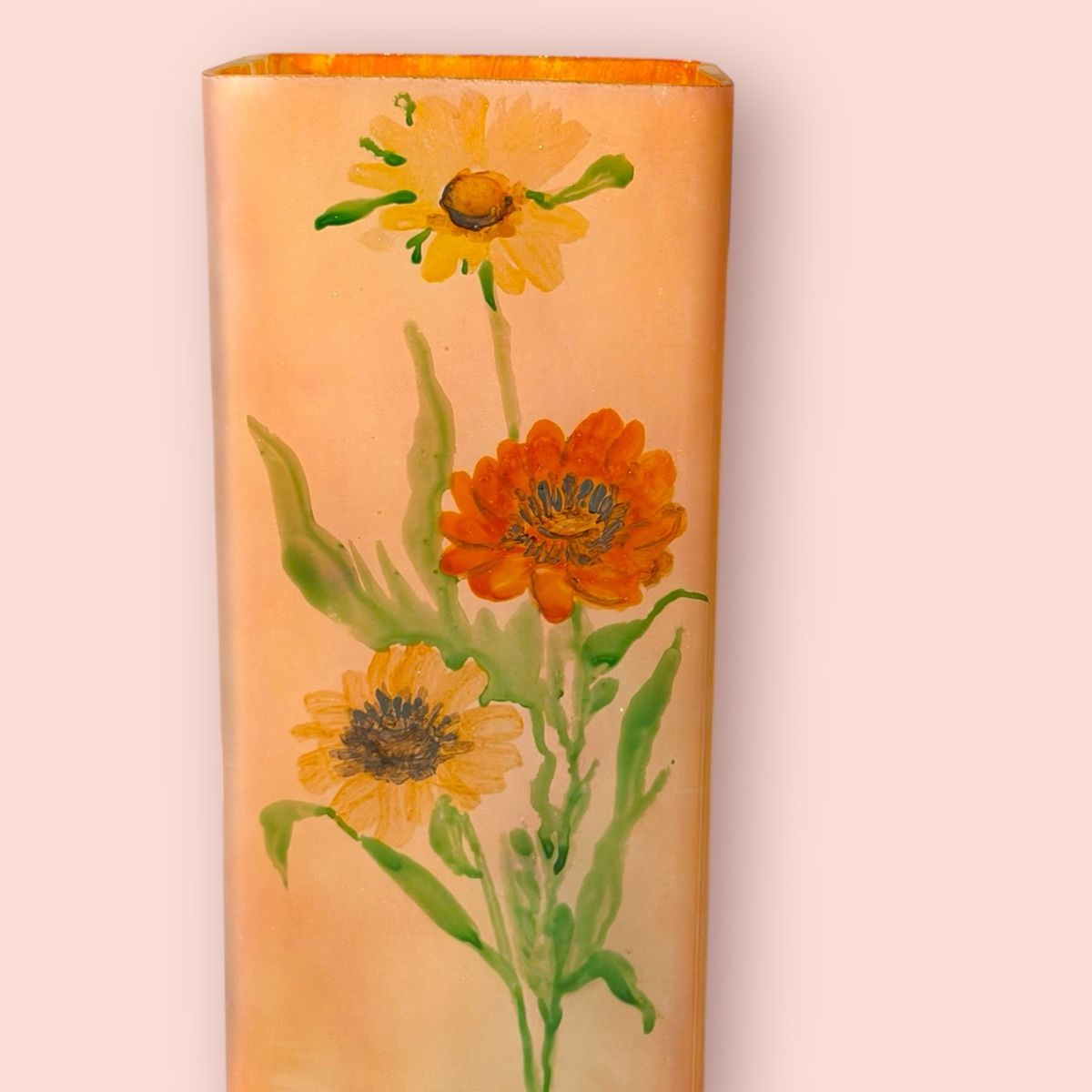 Lampen: Vintage Orange Floral hand painted lamp – Gebraucht aus Lausanne von vas_cdb2 1