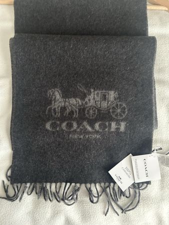 New COACH Kaschmir Schal, mit Etikett, Grau/Schwarz