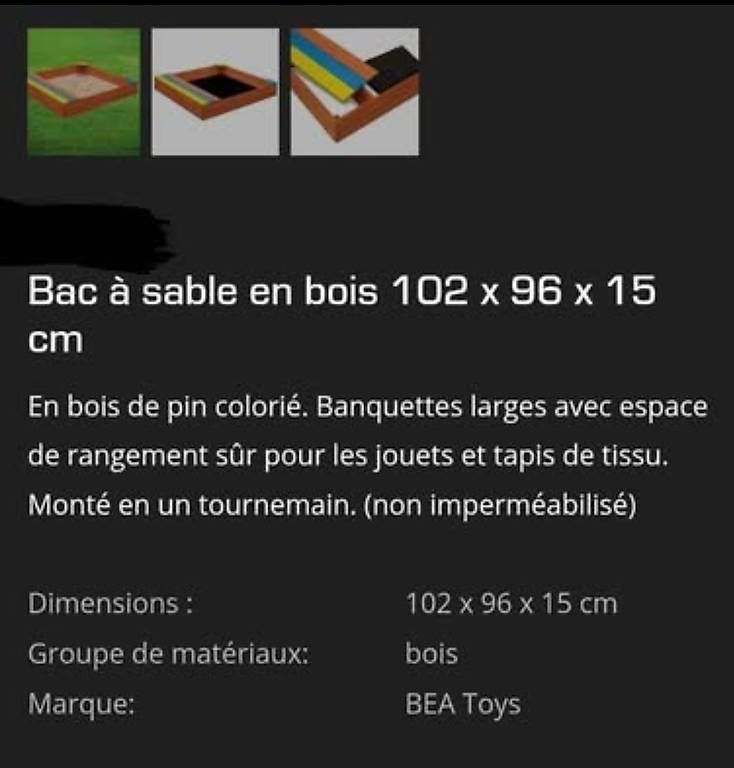 Sabbiera per bambini: Bac à sable pour enfant Neuf – Usato da Payerne venduto da didy