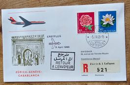 SWISSAIR Erstflug Brief Geneve- Casablanca 1965