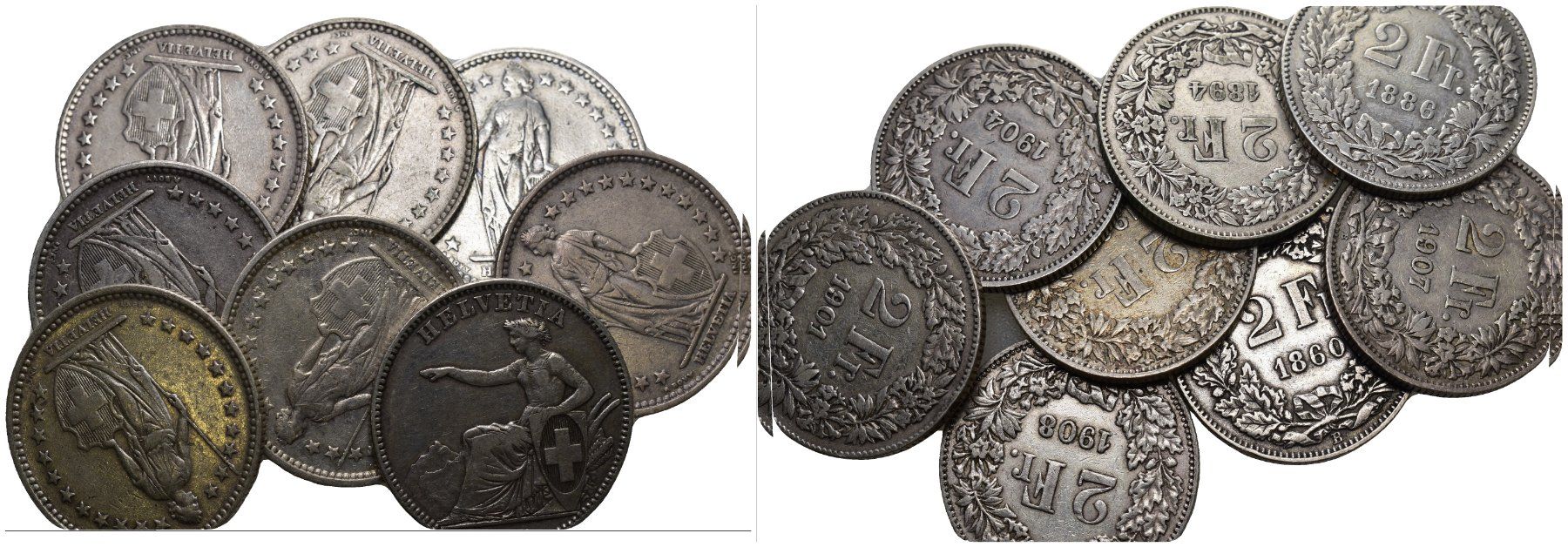 Alle Münzen: Schweiz 2 Franken Lot – Gebraucht aus Bern von numismatictops