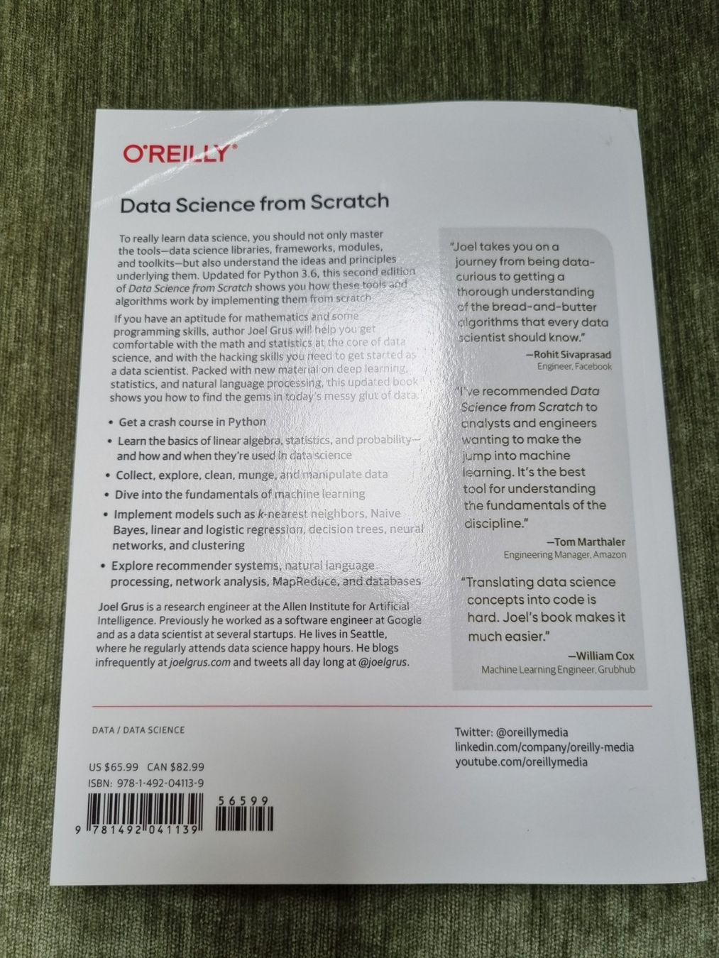 Bücher: Data Science from Scratch – Gebraucht aus Zürich von stpch 2