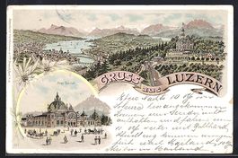 Litho Luzern, Panorama, Neuer Bahnhof, B