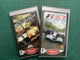 Zwei PSP Need for Speed Most Wanted und F1 06 