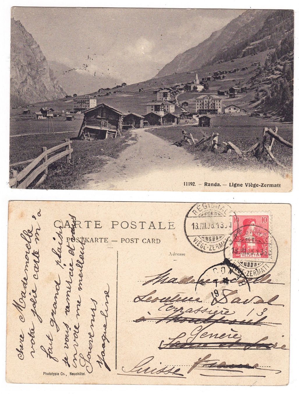 Cartoline postali: Randa, ligne Viège-Zermatt – Usato da La Tour-de-Peilz venduto da amjust