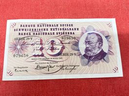 10 Franken 1963 Banknote wenig gebraucht TOP