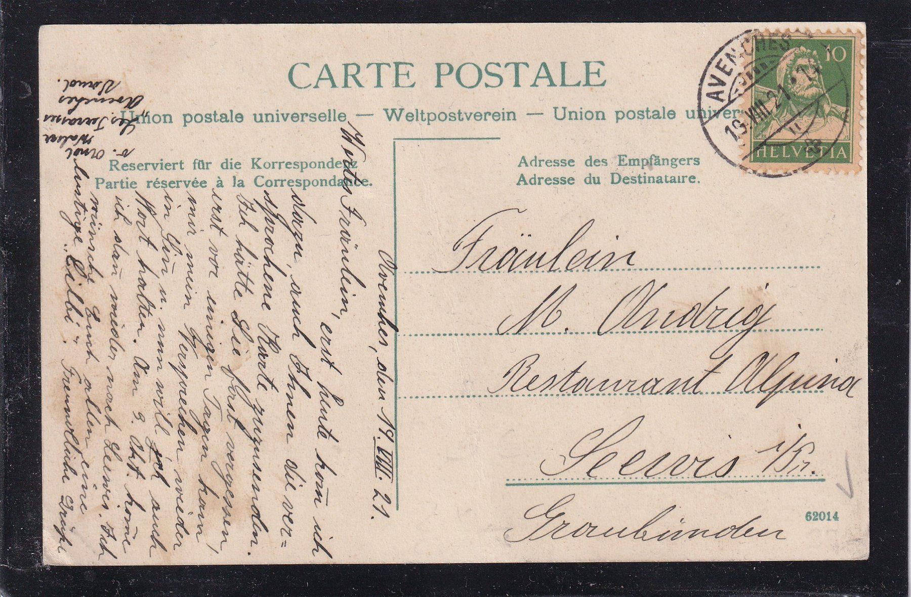 Ansichtskarten: Avenches - Vue générale - couleurs – Gebraucht aus Orvin von Pyaeschli 1
