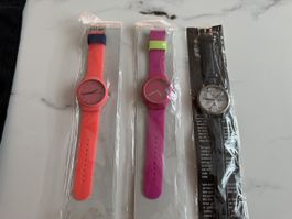 3 Uhren im Set Damen Herren Rosa Pink Schwarz Neu