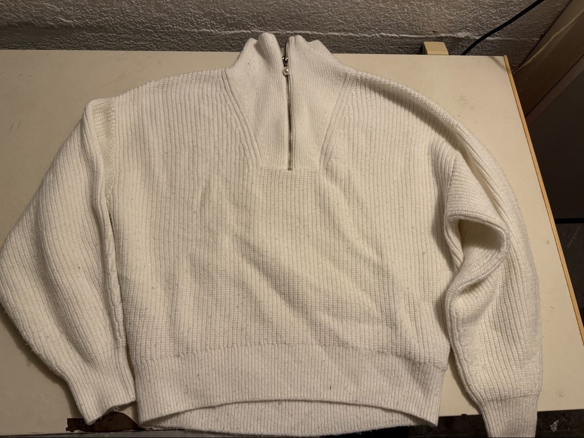 H&M Maglioni & Felpe: Winterlicher Strickpullover mit Reissverschluss, Creme – Usato da Luzern venduto da Lorena.haj
