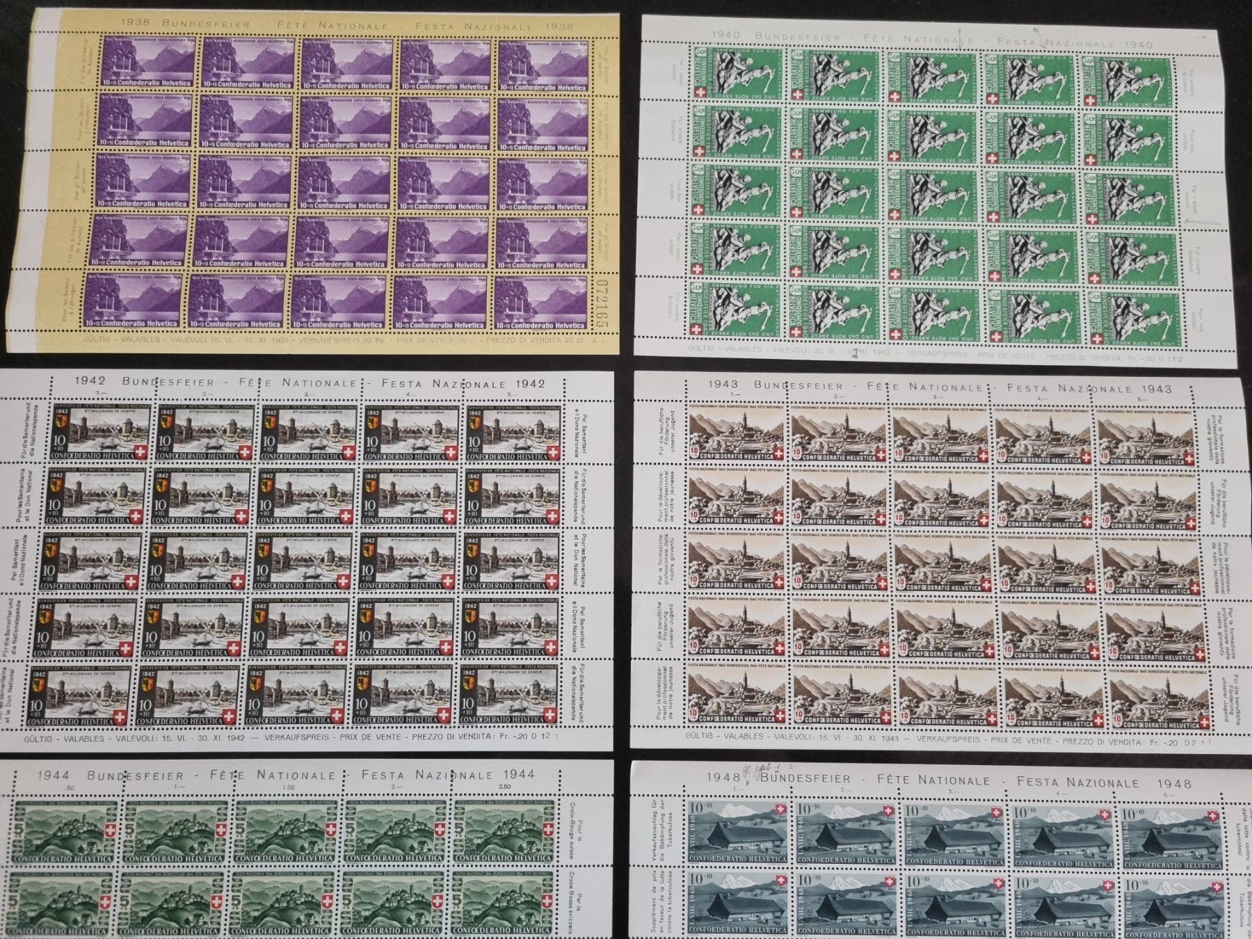 Tutti i francobolli: Lot mit 8 Originalbogen Pro Patria - postfrisch ** – Nuovo (secondo la descrizione) da Gümligen venduto da Geniusbuy 1