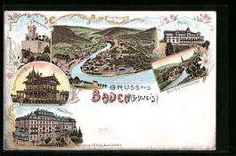 Litho Baden, Totalansicht, Schartenfels,