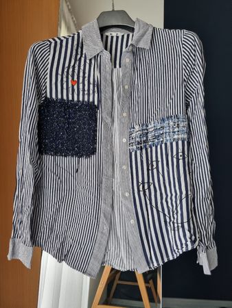 Women's shirt Desigual, stripes of white and navy blue, size