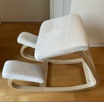 Ergonomic kneeling chair wooden frame white cover