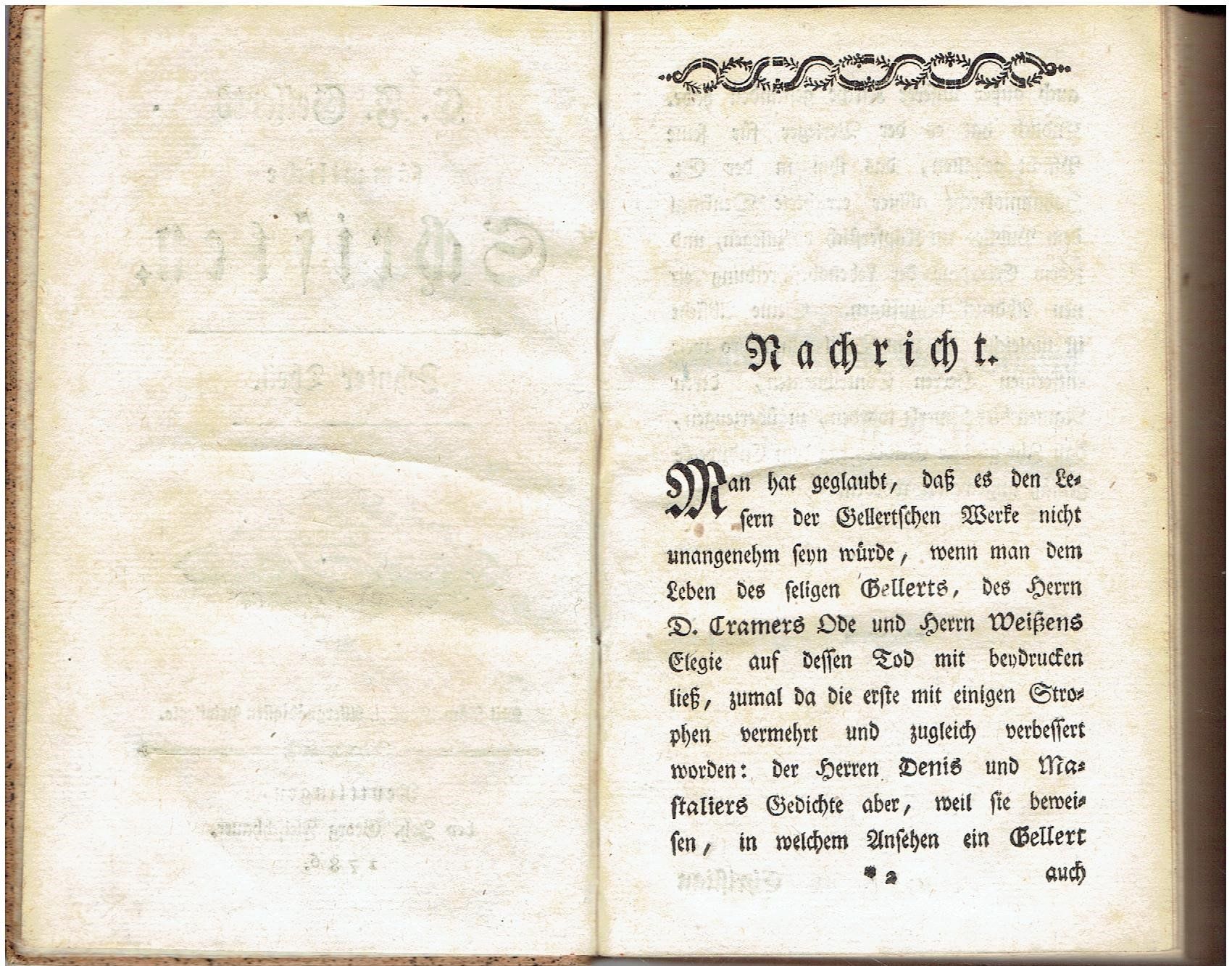 Libri: C.F. Gellert sämtliche Schriften 1786 – Usato da Flims - Dorf venduto da Stagediver 1