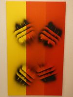 Abstraktes Acrylbild rot / gelb / schwarz 100 x 60 cm