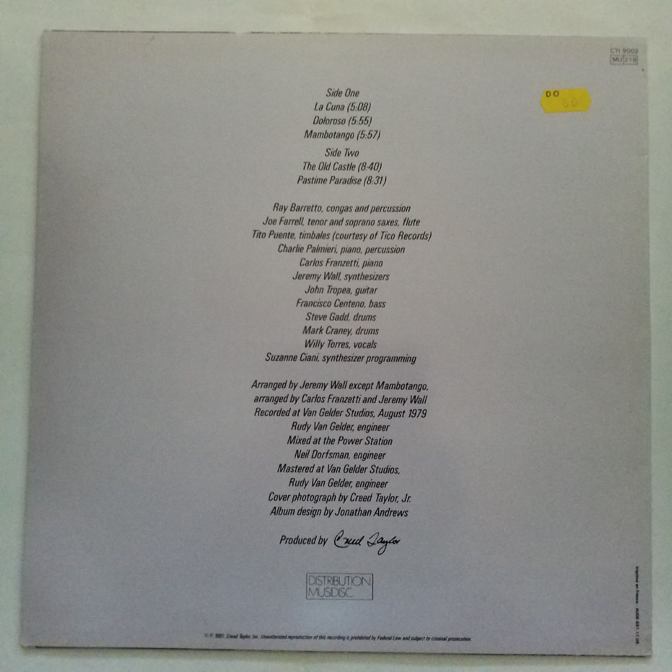 Schallplatten: RAY BARRETTO,  la cuna - 1st 1982 press  - NEW - – Neu (gemäss Beschreibung) aus Yverdon-les-Bains von Jacotreut 1