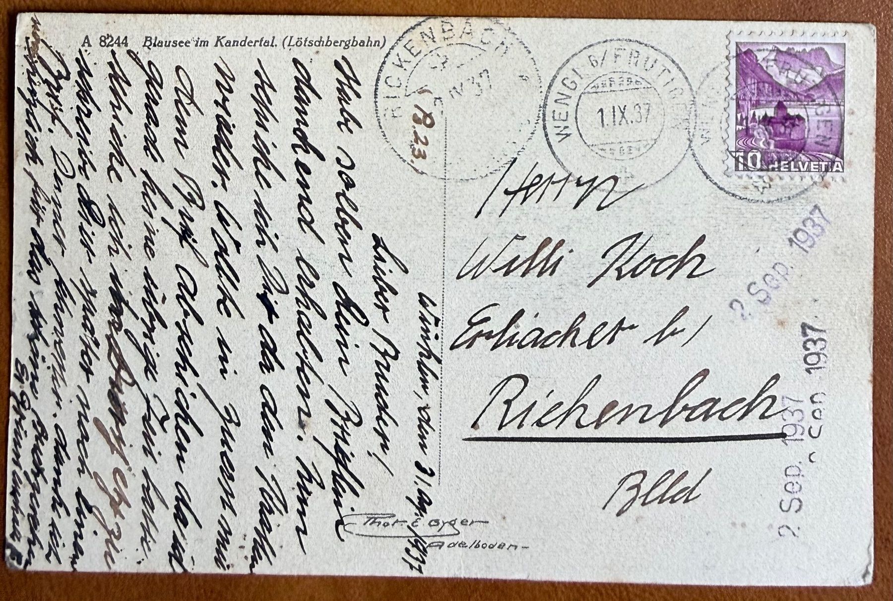 Cartes postales: Blausee im Kendertal 1937 – D'occasion à Lutry par Ediego 1