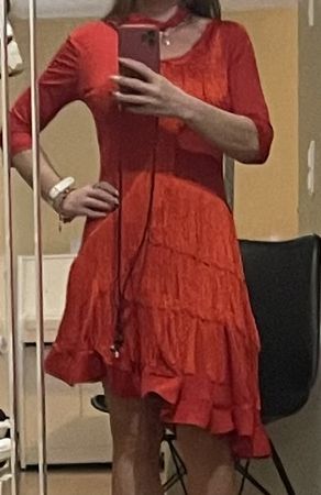 Kleid rotes Tanzkleid Latin/Salsa Gr. S mit Fransen 💃