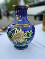 Schöne Cloisonne Vase antik blau