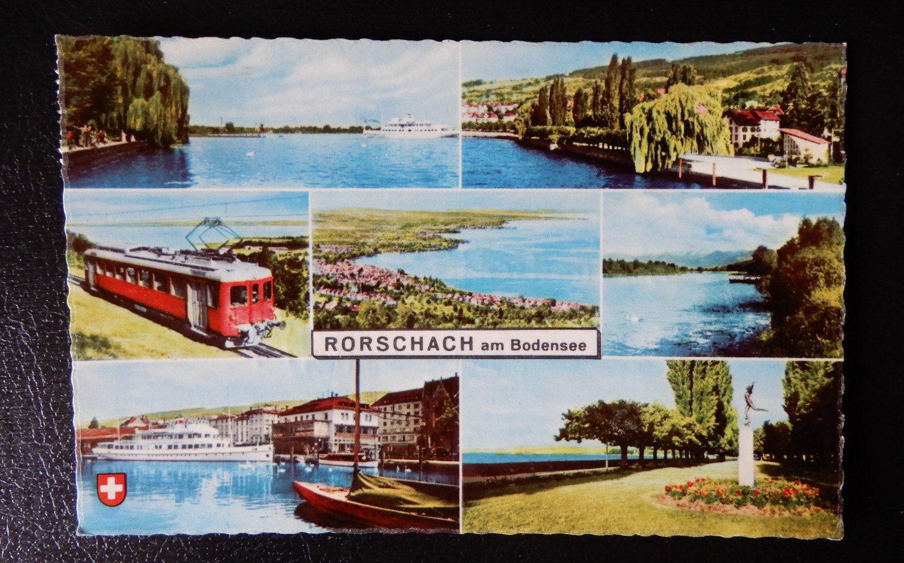 Cartoline postali: Ansichtkarte Rorschach Bodensee - 7 Ansichten - 1958 – Usato da Senèdes venduto da Framboise52
