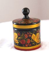 Vintage Dose, Russische Khokhloma Volkskunst handbemalt