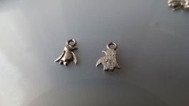 5 Anhänger Pinguin ca13mm  altversilbert