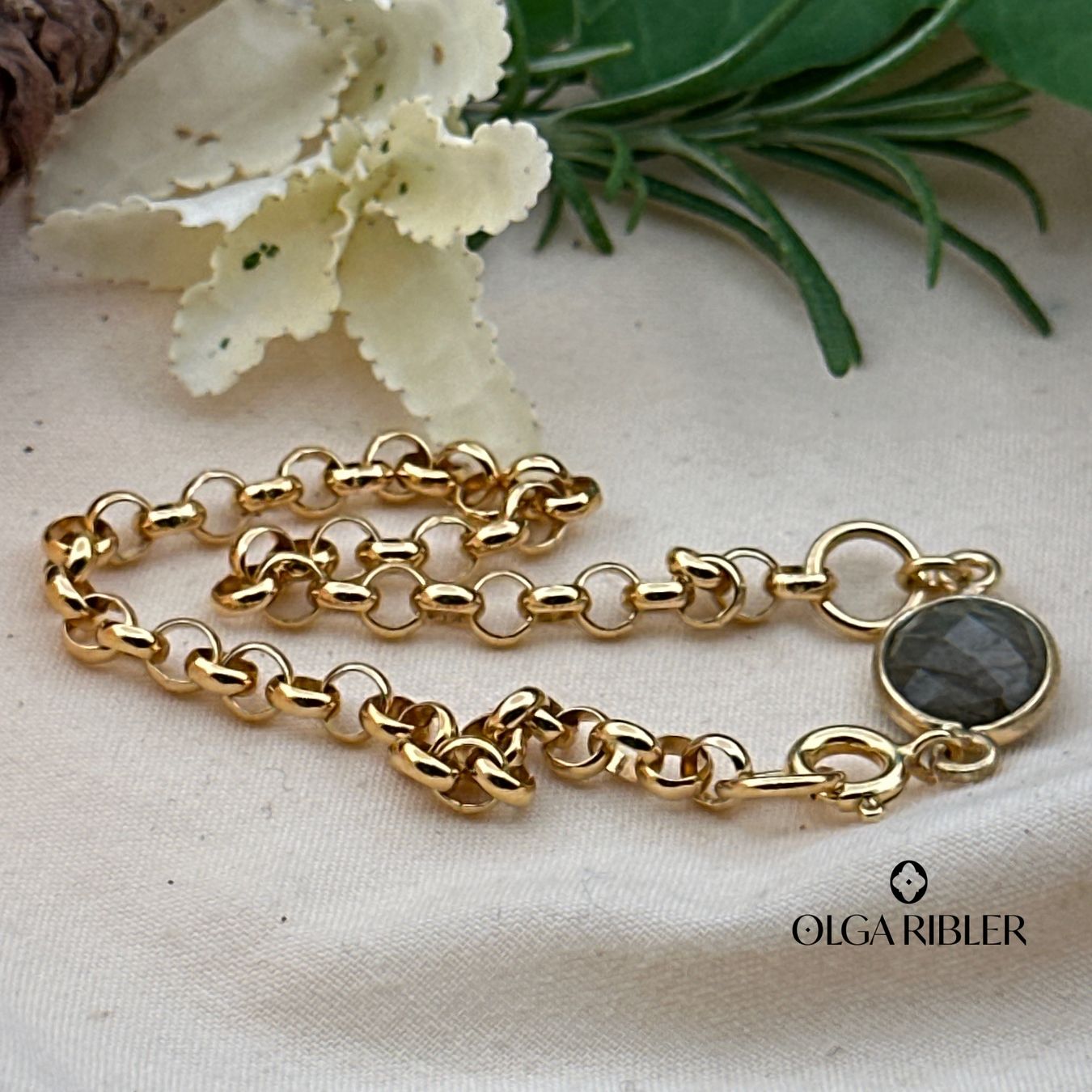 Olga Ribler Bracciali & Braccialetti: Silberarmband mit Labradorit, vergoldet – Nuovo (secondo la descrizione) da Luzern venduto da MonikaS03 5