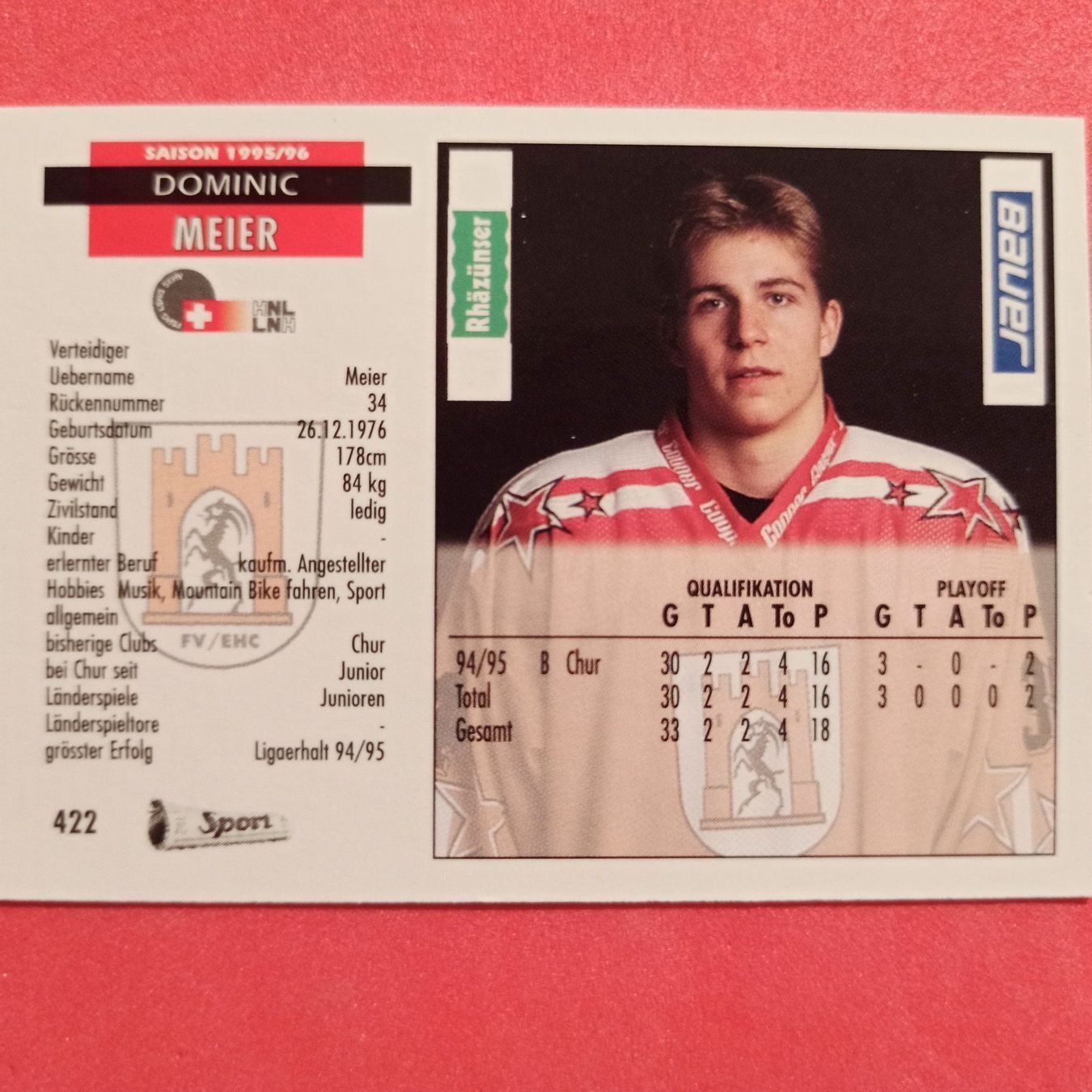 Sammelbilder & Trading cards: Dominic Meier - EHC CHUR - 1995/96 – Gebraucht aus Dübendorf von kb86_MOVIE 1