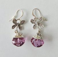 Designer Ohrringe: Liebellen-Motiv mit lila Kristall-A&C Neu