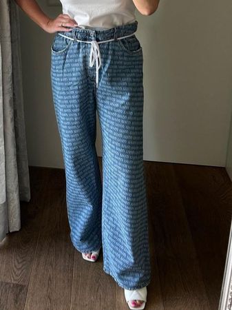 Trendige Miu Miu Wide Leg Jeans mit Print - Gr. 36-38