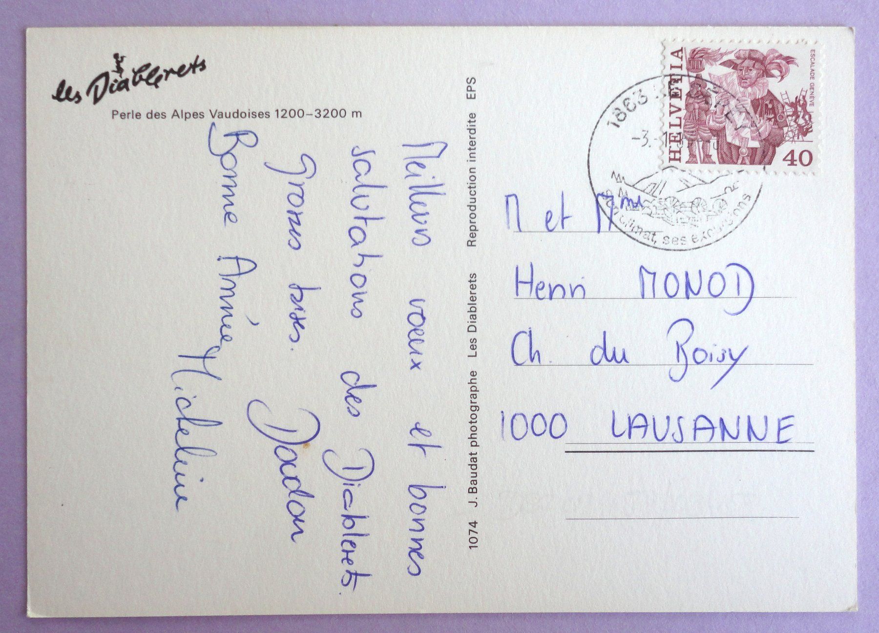 Cartoline postali: Les Diablerets – Usato da Fétigny venduto da Billy2miny 1