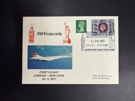 British Airways Erstflugbrief Concorde London - New York1977