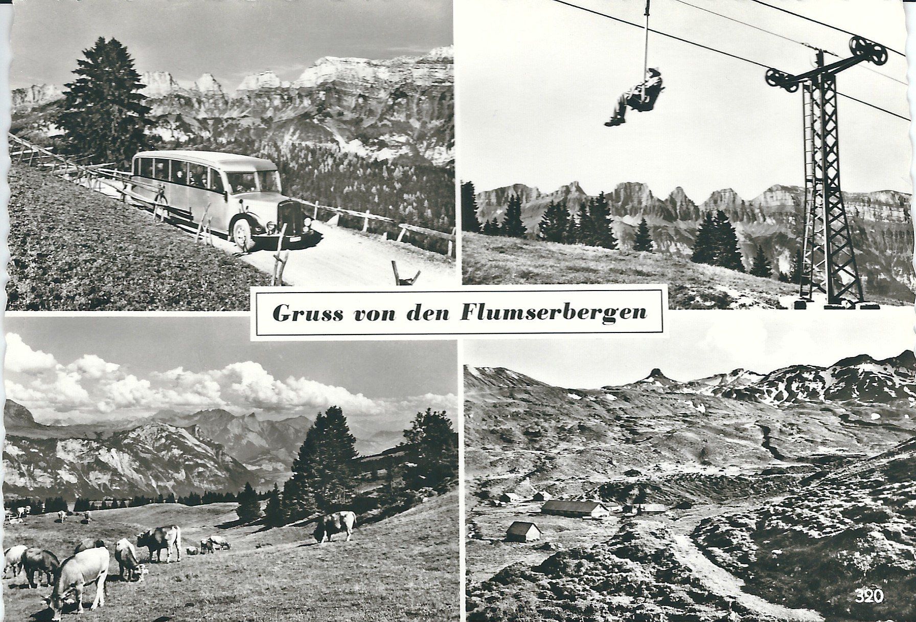 Cartoline postali: Flums-Flumserberg, altes Postauto, alter Sessellift, Alp – Usato da Flums venduto da Guscha1