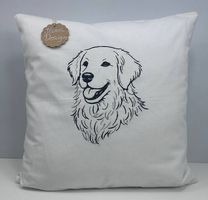 ? Besticktes Hunde-Kissen ? Golden Retriever ? 40×40 cm