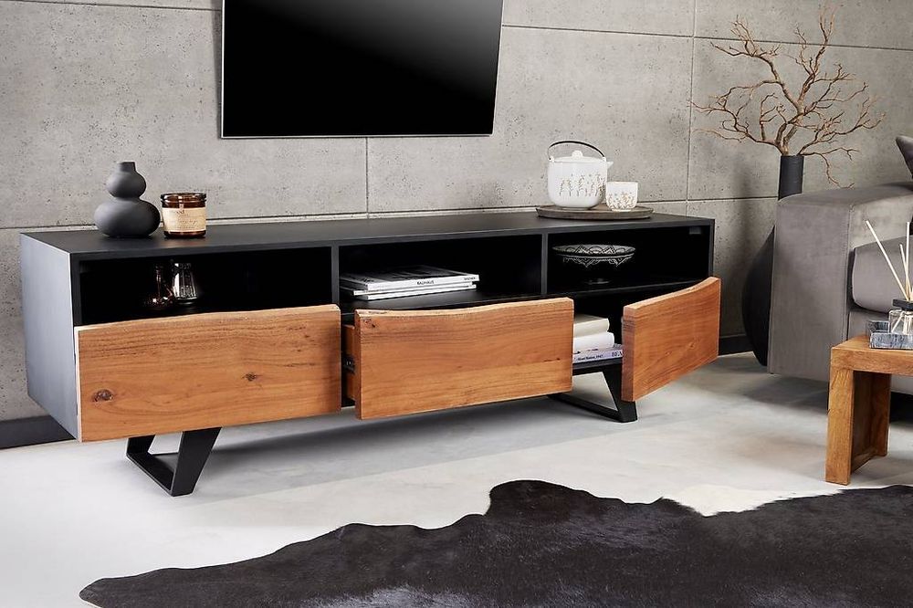 TV Möbel Baumkante Akazienholz natur 140 2