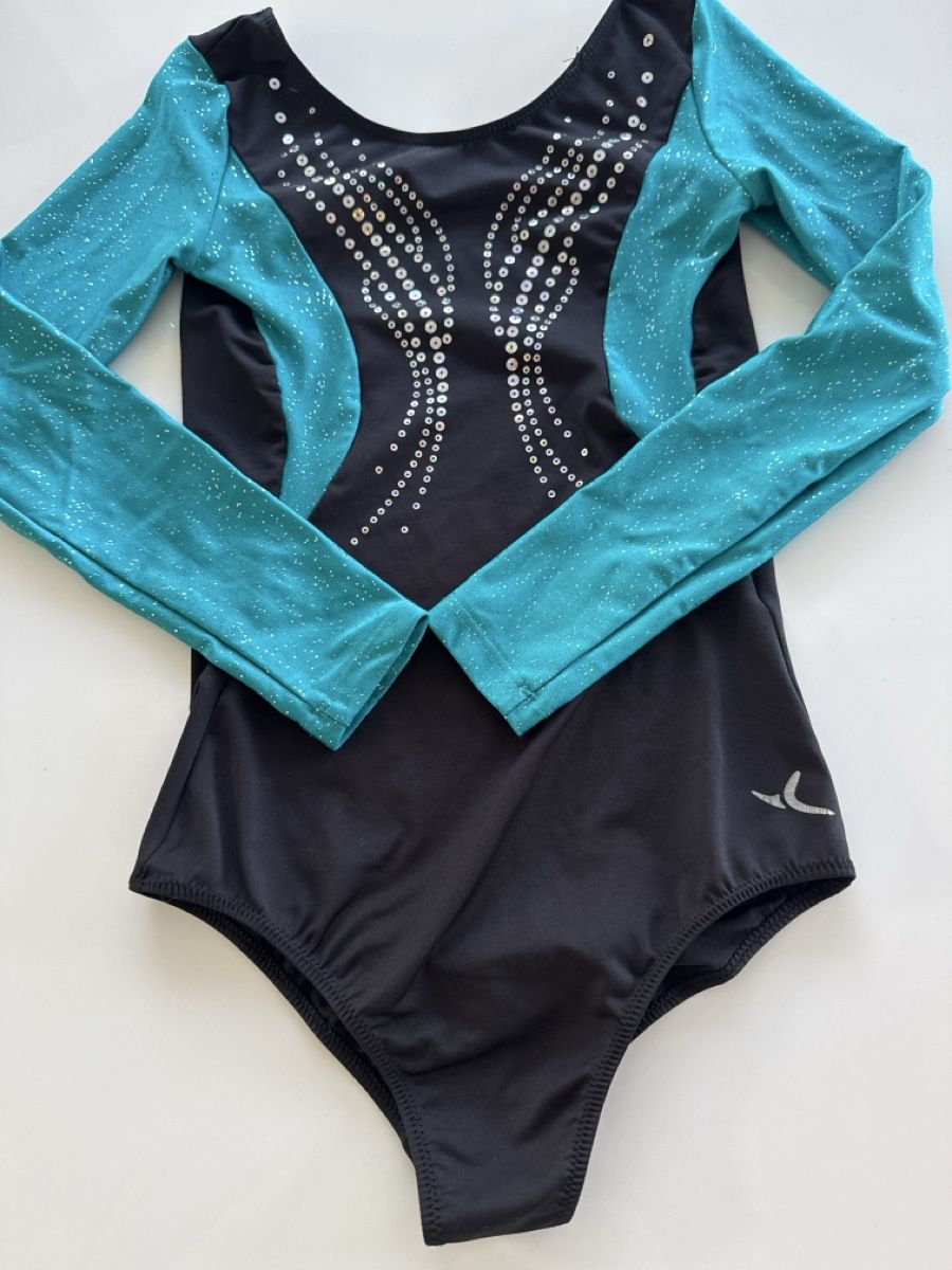Scarpe, pantaloni & magliette da ginnastica: Turnanzug schwarz-tuerkis langarm Gr. 140 – Nuovo (secondo la descrizione) da Freidorf TG venduto da nad_fxh7 4