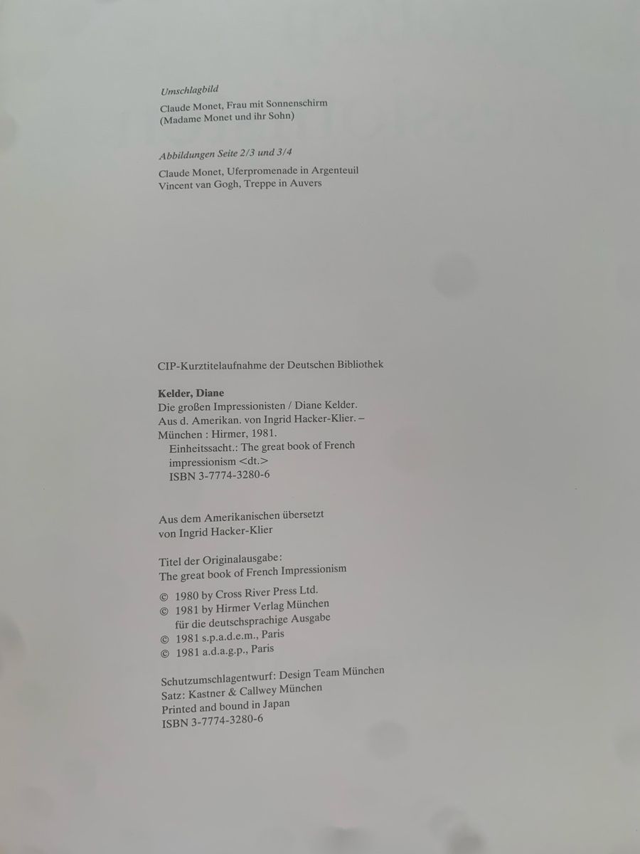 Libri: Die Grossen Impressionisten Diane Kelder – Usato da Zürich venduto da MK124 3