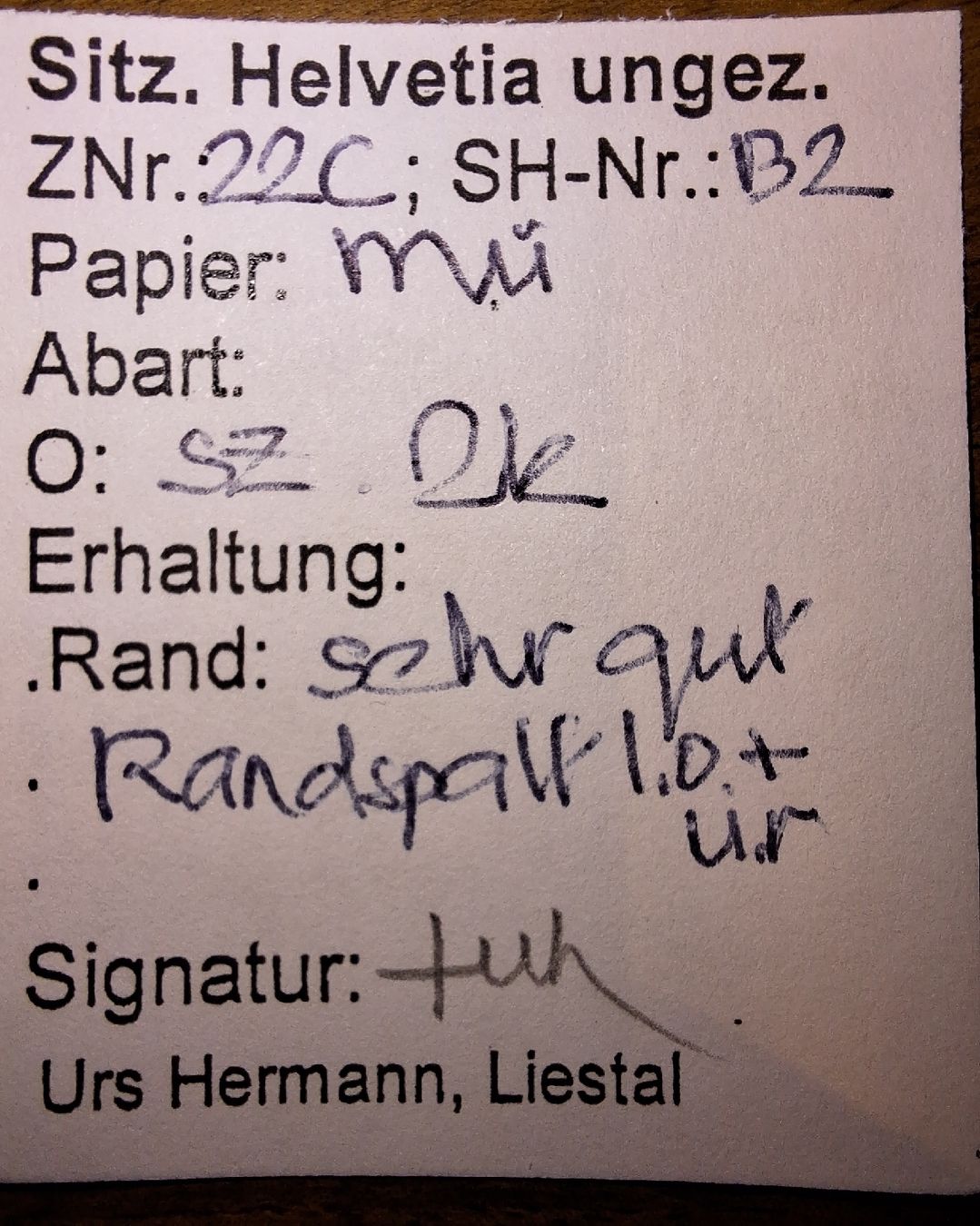 Tutti i francobolli: Strubel 22C mit Befund Kat. 150.- – Usato da Balgach venduto da SIMEON27 2